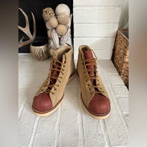 Chippewa Monkey Boots  Suede Leather Size 10 ЕЕЕ Tan Maroon